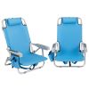 63*65*82cm Short Oxford Cloth Silver White Aluminum Tube Bearing 100kg Beach Chair Blue