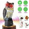 Solar Powered Owl Decoy with Flashing Eye Hoot Sound Infrared Sensor Scare Bird Squirrel Away Pest Repellent Bird Deterrent Outdoor Garden Yard Protec