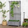 Wood Planter with Trellis for Vine Climbing