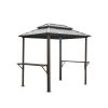 Grill Gazebo 8' √ó 6', Aluminum BBQ Gazebo Outdoor Metal Frame with Shelves Serving Tables, Permanent Double Roof Hard top Gazebos for Patio Lawn Deck