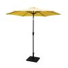 8.8 feet Outdoor Aluminum Patio Umbrella, Patio Umbrella, Market Umbrella with 42 Pound Square Resin Umbrella Base, Push Button Tilt and Crank lift, Y