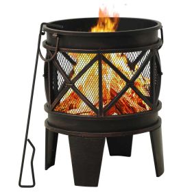 Rustic Fire Pit with Poker 16.5"21.3" Steel