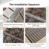 Patio Interlocking Deck Tiles, 12"x12" Square Composite Decking Tiles, Four Slat Plastic Outdoor Flooring Tile All Weather for Balcony Porch Backyard,