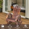 60*89*94cm Garden Outdoor Fir with Wooden Wheel Wooden Rocking Chair Carbonized Color