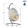 Large Hanging Egg Chair with Stand & UV Resistant Cushion Hammock Chairs with C-Stand for Outdoor Indoor Space