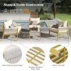 K&K 4-Piece Rope Patio Furniture Set, Outdoor Furniture with Tempered Glass Table, Patio Conversation Set Deep Seating with Thick Cushion for Backyard