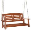 112*53*52cm 500lbs With Chain Double Wooden Swing Reddish Brown