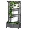 Wood Planter with Trellis for Vine Climbing