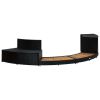 Spa Surround Black Poly Rattan and Acacia Wood