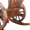 60*89*94cm Garden Outdoor Fir with Wooden Wheel Wooden Rocking Chair Carbonized Color