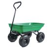 Folding car Poly Garden dump truck with steel frame, 10 inches. Pneumatic tire, 300 lb capacity body 55L Green