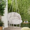 Hammock Chair Macrame Swing Max 330 Lbs Hanging Cotton Rope Hammock Swing Chair for Indoor and Outdoor with Cushion ,Beige