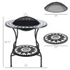 30" Outdoor Fire Pit Dining Table, 3-in-1 Round Wood Burning Fire Pit Bowl, Patio Ice Bucket with Storage Shelf, Spark Screen Cover for BBQ, Bonfire,