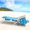 63*65*82cm Short Oxford Cloth Silver White Aluminum Tube Bearing 100kg Beach Chair Blue