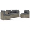 4 Piece Patio Lounge Set with Cushions Gray Poly Rattan