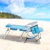 63*70*99cm Heightened Oxford Cloth Silver White Aluminum Tube Bearing 100kg Beach Chair Blue