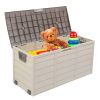 75gal 260L Outdoor Garden Plastic Storage Deck Box Chest Tools Cushions Toys Lockable Seat