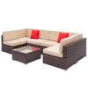 7pcs Brown Rattan Sofa Set