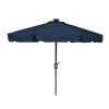 7' Blue Deluxe Solar Powered LED Lighted Patio Umbrella With Scalloped Edge Top