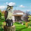 Solar Powered Owl Decoy with Flashing Eye Hoot Sound Infrared Sensor Scare Bird Squirrel Away Pest Repellent Bird Deterrent Outdoor Garden Yard Protec