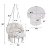 Hammock Chair Macrame Swing Max 330 Lbs Hanging Cotton Rope Hammock Swing Chair for Indoor and Outdoor with Cushion ,Beige