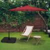 10ft Offset Umbrella Cantilever Patio Hanging Umbrella Outdoor Market Umbrella with Crank & Cross Base Suitable for Garden, Lawn, backyard and Deck, R