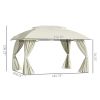 10' x 13' Patio Gazebo Canopy, Double Vented Roof, Steel Frame, Curtain Sidewalls, Outdoor Sun Shade Shelter for Garden, Lawn, Backyard, Deck,, Beige