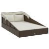 Sunbed with Foldable Roof Brown 78.7"x44.9"x50.4" Poly Rattan