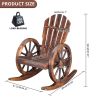 60*89*94cm Garden Outdoor Fir with Wooden Wheel Wooden Rocking Chair Carbonized Color