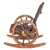 60*89*94cm Garden Outdoor Fir with Wooden Wheel Wooden Rocking Chair Carbonized Color