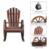 60*89*94cm Garden Outdoor Fir with Wooden Wheel Wooden Rocking Chair Carbonized Color