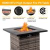 28-Inch Fire Table, 50000 BTU Gas Firepit with Volcanic Stone Black