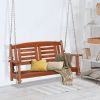 112*53*52cm 500lbs With Chain Double Wooden Swing Reddish Brown