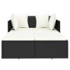 Sunbed with Cushions Black 71.7"x46.5"x24.8" Poly Rattan