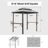 Grill Gazebo 8' √ó 6', Aluminum BBQ Gazebo Outdoor Metal Frame with Shelves Serving Tables, Permanent Double Roof Hard top Gazebos for Patio Lawn Deck