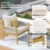 K&K 4-Piece Rope Patio Furniture Set, Outdoor Furniture with Tempered Glass Table, Patio Conversation Set Deep Seating with Thick Cushion for Backyard