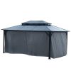 10'x13' Hardtop Gazebo, Outdoor Polycarbonate Double Roof Canopy, Aluminum Frame Permanent Pavilion with Curtains and Netting, Sunshade for Garden, Pa