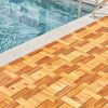 6 puzzle slats per tile rown Acacia Interlocking Wooden Deck tile (Set of 10 Tiles)