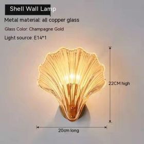 Simple Shell Glass Master Bedroom Italian Room Bedside Living Room Aisle Stair Background Wall Lamp (Option: Three Color Light Source 12w-Copper Champagne Gold)