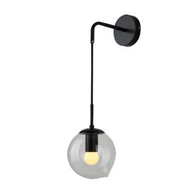 Nordic Glass Wall Lamp Living Room Bedroom Bedside Corridor Aisle (Option: Black Without Light Source-150mm Transparent Glass)