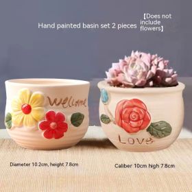 Succulent Bonsai Braised Purple Sand Simple Small Flower Pot (Option: 2 Transparent Hand Color Pots-Ceramic Medium)