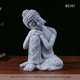 Resin Zen Buddha Statue Flower Pot Courtyard Landscape Balcony Layout Garden Decoration (Option: Gray Sitting Buddha)