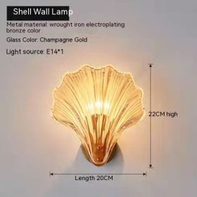 Simple Shell Glass Master Bedroom Italian Room Bedside Living Room Aisle Stair Background Wall Lamp (Option: Warm Light 12w-Champagne Gold Glass)