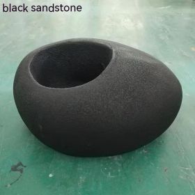 Outdoor Simplicity Indoor GRP Flowerpot Ornaments (Option: Black Sandstone Color-Length 45 Width 32 Height 19CM)