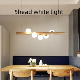 Chandelier Solid Wood Modern Minimalist Log (Option: 5head white light-G9 light source 5W-US)