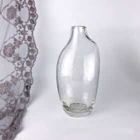 JHammered Pattern Glass Vase Irregular Geometric Small Mouth Flower Device Living Room Flower Arrangement Home Decoration (Option: Transparent L)