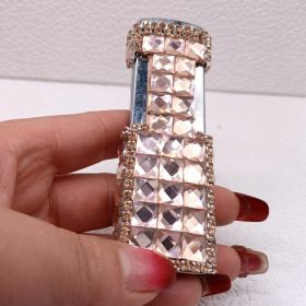 Diamond-encrusted Ladies Windproof Inflatable Lighter Straight Creative (Color: Champagne)