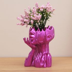 Resin New Goddess Head Flower Pot Home Garden Decoration Melting Woman Medusa Face Flower Pot Garden Decoration Ornaments (Color: Purple)