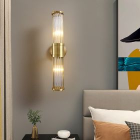 American Retro Copper Bedroom Bedside Wall Lamp Simple (Option: With Light Source-Intrinsic Color Of Copper)