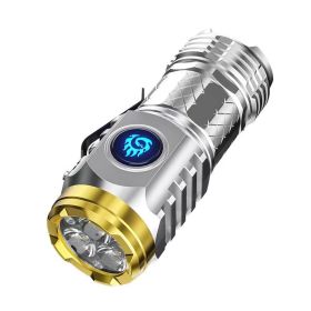 Flashlight Strong Light Rechargeable Super Bright Portable Outdoor (Option: Silver-USB)